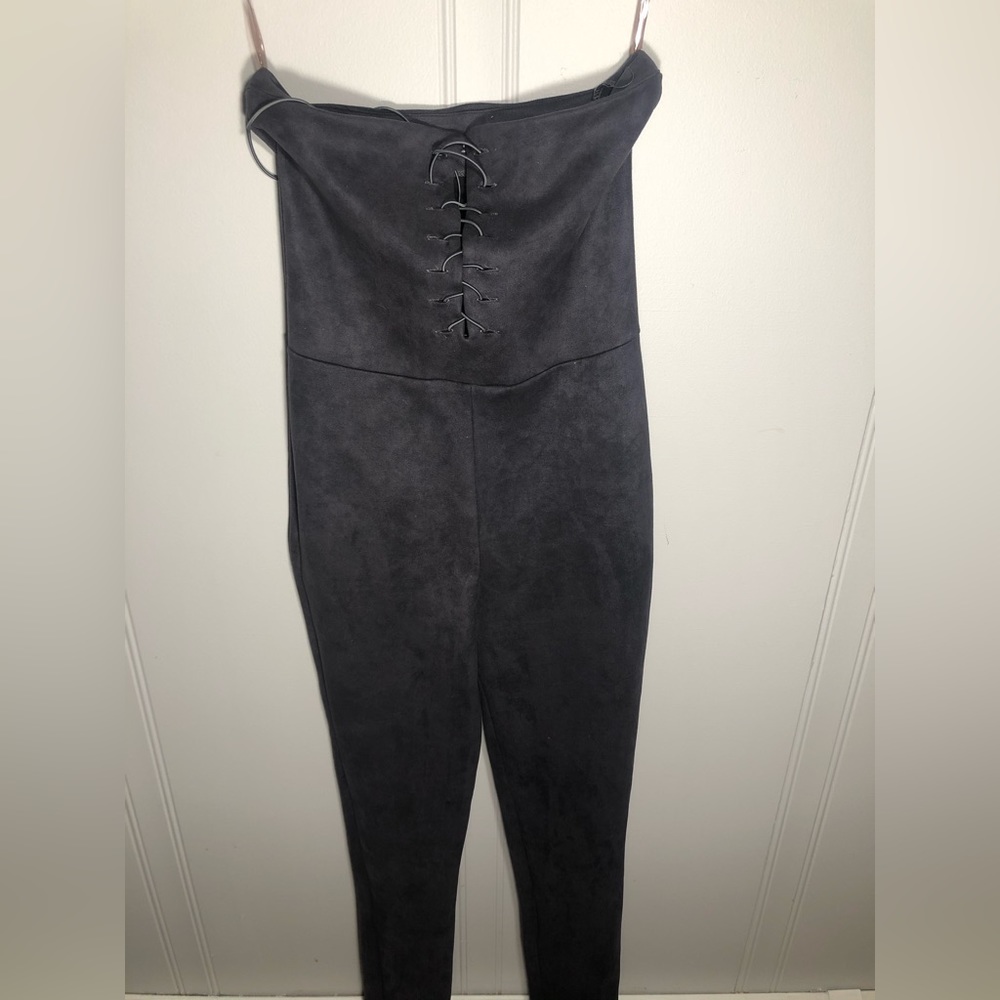 Fashion Nova Gray Suede Jumpsuit Size M - Picture 1 of 6